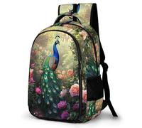 WECECE Mochila Peacock para Niñas - Mochila Escolar Niño Ligera - Mochilas Escolares con Flores Animal para Chicas Adolescentes 7 a 14 Años Colegio Viajes