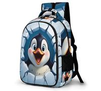 WECECE Mochila Penguin Escolar Niña, Mochilas Escolar Niño 1º-5º Curso, Mochila para Adolescente con Animal Print para Colegio y Viajes