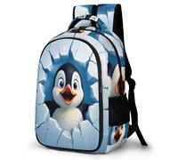 WECECE Mochila Penguin Escolar Niño Adolescente, Mochila Colegio Niña para Juveniles Chico 8 a 18 Años con Animal Penguin, Mochilas para Portátil