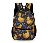 WECECE Mochila Pequeño Amarillo Pato 2-4 Curso Escolares Niño Mochila Primaria Bonito Animal Niña 10 Años Bookbag Ligera Resistente Libros Botella Paraguas Outdoor Tiempo Libre
