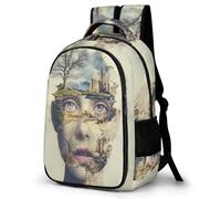 WECECE Mochila Primaria Arte Cara 3D Niña 7 Años Mochila Colegio Abstracto Paisaje Niños Primaria Backpack para Estudiantes Grande Cómoda Moderna Excursión Regalo Cumpleaños
