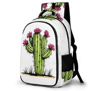 WECECE Mochila Primaria Cactus Flores 14 Años Chica Mochila Escolar Diseño de Plantas Cactus Niño Secundaria Mochila Infantil Resistentes, Bookbag Colegio Viaje y Uso Diario