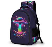 WECECE Mochila Primaria Cielo Estrellado OVNI Niño Primaria 4º-6º Bolsa Escolar Nave Espacial Niña 6-9 Años Mochila Colegio, Bookbag Grande Ajustable para Regalo de Cumpleaños Clases y Salidas