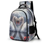 WECECE Mochila Primaria Cisne Couple Niño Primaria 2º-4º Bolsa Escolar Blanco Cisne Niña 7-12 Años Mochila Colegio, Bookbag Práctica Duradera para Excursión Escolar Actividades Diarias