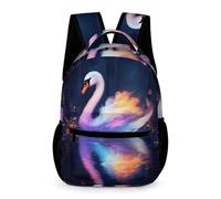 WECECE Mochila Primaria Cisne Niños Niñas 7-11 Años Mochila Colegio Motivo Animal 2 Curso Escolar Primaria School Bag Bolsillo Frontal Práctico Libros Objetos Pequeños Excursión Viaje Diario