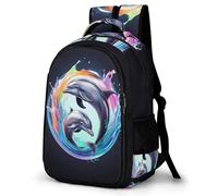 WECECE Mochila Primaria Delfín Niño Primaria 4º-6º Bolsa Escolar Diseño Vida Marina Niña 6-9 Años Mochila Colegio, Bookbag Grande Ajustable para Regalo de Cumpleaños Clases y Salidas
