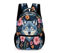 WECECE Mochila Primaria Diseño de Lobo Colegio Primaria Chicos Mochila de Flores Lobos 1 Curso Chicas 7 Años Bookbag Bolsillo Frontal Práctico Libros Botella Paraguas Outdoor Tiempo Libre