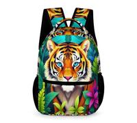WECECE Mochila Primaria Diseño de Tigre Niños Niñas 7-11 Años Bolsa Escolar Animal 1 Curso Colegio Primaria School Bag Ligera con Bolsillos Laterales Cosas de Colegio Botella Vuelta al Cole