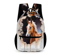 WECECE Mochila Primaria Estampado de Horse Curso 2-5 Chicos Bolsa Colegio Animal 1 Curso Chicas 7-11 Años Mochila Estudiantes para Libros Cuadernos Cosas de Colegio Botella Vuelta al Cole