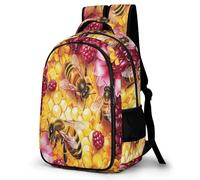 WECECE Mochila Primaria Flor Abeja Motivo Niño Escolares Curso 4-6 Bolsa Escolar Insecto Tema Niña 10-12 Años Mochila Colegio, Backpack Práctica Duradera para Uso Diario y Paseo