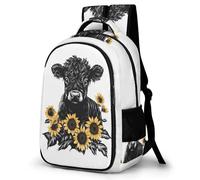 WECECE Mochila Primaria Ganado 14 Años Chica Mochila Escolar Scottish Highland Vaca Niño Secundaria Mochila Infantil Gran Capacidad, School Backpack Clases Viaje y Uso Diario