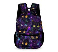 WECECE Mochila Primaria Gatito Chicos 2-5 Curso Bolsa Escolar Motivo Animal Negro Gato Chicas 10-13 Años Backpack Ligera con Bolsillos Laterales Cosas de Colegio Botella Regalo Escolar