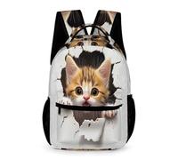 WECECE Mochila Primaria Gato Chicos 2-5 Curso Bolsa Escolar Estampado Animal 3D Gatito Chicas 10-13 Años Backpack Ligera con Bolsillos Laterales Cosas de Colegio Botella Regalo Escolar