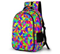 WECECE Mochila Primaria Geométrico Formas Niño Escolares Curso 4-6 Bolsa Escolar 3D Colorido Niña 10-12 Años Mochila Colegio, Backpack Práctica Duradera para Uso Diario y Paseo