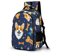 WECECE Mochila Primaria Lindo Corgi Cachorro Niño Curso 1-4 Bolsa Escolar Perro Motivo Niña 7-11 Años Mochila Colegio, School Bag Duradera y Práctica para Clases y Actividades Clases y Salidas