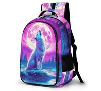 WECECE Mochila Primaria Lobo Luna Niño Primaria 1º-3º Bolsa Escolar Lobos de Luna Niña 8-12 Años Mochila Colegio, Backpack Cómoda Impermeable para Viaje y Ocio Libros y Cuadernos