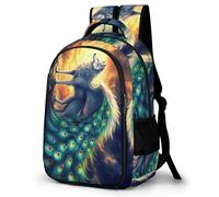 WECECE Mochila Primaria Lobo Pavo Real Escolares 10 Años Mochila Infantil Animal Lobo Niño Primaria Daypack Cómoda Impermeable Duradera Colegio Excursión Regalo Regalo Diario