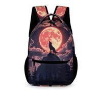 WECECE Mochila Primaria Lobos Luna Llena Curso 1-4 para Niños Mochila de Lobo Luna 5 Curso Niñas 9 Años Bolsa Escolar Ligera Resistente Cuadernos Botella Paraguas Colegio Viaje Uso Diario