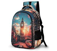 WECECE Mochila Primaria Londres Big Ben 14 Años Chica Mochila Escolar Londres Paisaje Urbano Niño Secundaria Mochila Infantil Resistentes, Bookbag Colegio Viaje y Uso Diario