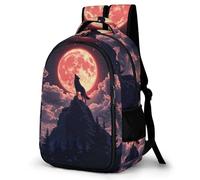WECECE Mochila Primaria Luna Llena Lobos Niño Colegio Curso 1-3 Bolsa Escolar Luna Lobo Niña 8-11 Años Mochila Colegio, Daypack Duradera y Práctica para Escuela y Viaje Libros y Cuadernos