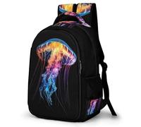 WECECE Mochila Primaria Medusa Niñas 7-11 Años Mochila Patrón de Océano Criaturas Chica Escolares Backpack para Estudiantes Impermeable Ligera Grande Senderismo Viaje Uso Diario