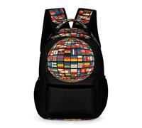 WECECE Mochila Primaria National Bandera Niños y Niñas 8-12 Años Mochila Patrón de Mapa del Mundo 4-6 Curso Bookbag Ligera Resistente Cosas de Colegio Botella Vuelta al Cole
