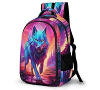 WECECE Mochila Primaria Patrón Lobo Niño Escolares Curso 4-6 Bolsa Escolar Animal Lobos Niña 10-12 Años Mochila Colegio, Backpack Práctica Duradera para Uso Diario y Paseo