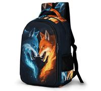 WECECE Mochila Primaria Patrón Lobo Niño Primaria 3º-5º Bolsa Escolar Animal Lobos Niña 9-13 Años Mochila Colegio, Backpack Ligera Resistente para Uso Diario y Deporte Actividades Diarias