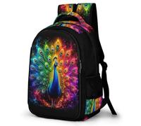 WECECE Mochila Primaria Pavo Real Colorido 14 Años Chica Mochila Escolar Pavo Real Chico Secundaria Mochilas Infantil Gran Capacidad, School Backpack Colegio Excursión