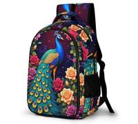 WECECE Mochila Primaria Pavo Real Niño Curso 1-4 Bolsa Escolar Animal Pavo Real Niña 7-11 Años Mochila Colegio, School Bag Duradera y Práctica para Clases y Actividades Clases y Salidas