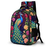 WECECE Mochila Primaria Pavo Real Niño Primaria 1º-3º Bolsa Escolar Animal Niña 8-12 Años Mochila Colegio, Backpack Cómoda Impermeable para Viaje y Ocio Libros y Cuadernos