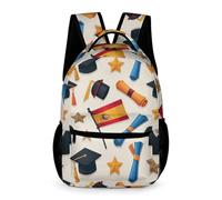 WECECE Mochila Primaria Tema de Graduación Chicos 12 Años Mochila España Bandera 6 Curso Chicas Curso 2-5 Bookbag Ligera Resistente Cosas de Colegio Botella Colegio Viaje Uso Diario
