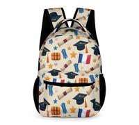 WECECE Mochila Primaria Tema de Graduación Niña 2-5 Curso Mochila Francia Bandera Niño 13 Años Bookbag para Libros Cuadernos Bolsillo Frontal Bolsillos Laterales Regalo Cumpleaños