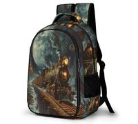 WECECE Mochila Primaria Tren Niño Escolares Curso 4-6 Bolsa Escolar Ferrocarril Tren Niña 10-12 Años Mochila Colegio, Backpack Práctica Duradera para Uso Diario y Paseo