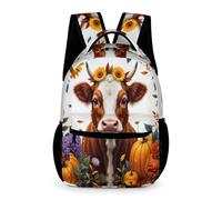 WECECE Mochila Primaria Vaca Highland Escolar Primaria para Niños Bolsa Escolar Motivo Animal 2 Curso Niñas 6 Años School Bag Ligera Resistente Libros Botella Paraguas Paseo Viaje Colegio