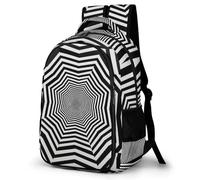WECECE Mochila Primaria Vértigo Visual Niño Curso 2-5 Bolsa Escolar Simple Rayas Niña 6-10 Años Mochila Colegio, Daypack Grande Ajustable para Senderismo y Salidas Actividades Diarias