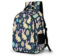 WECECE Mochila Rabbit Easter Eggs para Chicas Adolescentes, Informal Mochilas Escolar para Los Cursos 3-9, Mochila Escolar De Bunny Colegio y Viajes