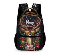 WECECE Mochila Reno Niños 7 Años Mochila Escolar Navidad Tema Ciervo Curso 2 Niñas Bolsa de Colegio Ligera Resistente 43x32x15 cm para Vuelta al Cole Libros y Cuadernos