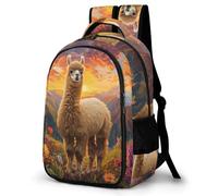 WECECE Mochila Secundaria Diseño Llama Chico 12-16 Años Bolsa Escolar Animal Alpaca Chica Estudiantes ESO Mochila Juvenil, Daypack Grande y Resistente para Uso Diario y Paseo