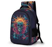 WECECE Mochila Secundaria Esqueleto Flores Chico 13 Años Mochila Tema de Calavera Chicos Estudiantes Bookbag Duradera Grande Resistente Excursión Regalo Cumpleaños Regalo Diario