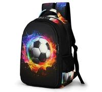 WECECE Mochila Secundaria Flamenco Fútbol Estudiantes 14 Años Mochila Escolar Estampado de Balón de Fútbol Chicos Instituto School Bag Resistente Cómoda Impermeable Viaje Uso Diario