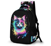 WECECE Mochila Secundaria Gato Chico 10-15 Años Bolsa Escolar Gatito Chica ESO 1º-2º Mochila Juvenil, Backpack Resistente y Cómoda para Escuela y Viaje Gran Capacidad