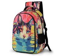 WECECE Mochila Secundaria Gato Chico 11-16 Años Bolsa Escolar Animal Gatito Chica ESO 2º-4º Mochila Juvenil, Bookbag Ligera y Grande para Colegio y Excursión Escuela y Ocio
