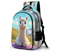 WECECE Mochila Secundaria Kawaii Llama Chico 13-16 Años Bolsa Escolar Animal Alpaca Chica ESO 1º-4º Mochila Juvenil, Daypack Impermeable Duradera para Uso Diario y Deporte Escuela y Ocio