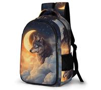 WECECE Mochila Secundaria Lobos de Luna Chico 11-15 Años Bolsa Escolar Lobo Chica Curso 2-4 Mochila Juvenil, School Bag Resistente y Cómoda para Clases y Actividades