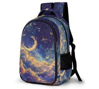 WECECE Mochila Secundaria Luna Chico 12-15 Años Bolsa Escolar Estrellado Cielo Nubes Chica Alumnos Mayores Mochila Juvenil, Backpack Ligera y Grande para Viaje y Ocio Uso Diario