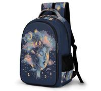 WECECE Mochila Secundaria Luna Estrellas Chico 11-15 Años Bolsa Escolar Colorido Nubes Chica Curso 2-4 Mochila Juvenil, School Bag Resistente y Cómoda para Clases y Actividades