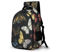 WECECE Mochila Secundaria Mariposas Chico 10-14 Años Bolsa Escolar Estampado Mariposa 3D Chica Cursos Medios Mochila Juvenil, School Bag Impermeable Duradera para Vuelta al Cole y Regalo