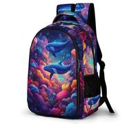WECECE Mochila Secundaria Motivo de Ballena 4º-6º Curso Chicos Mochila Instituto Mar Criatura 12 Años Niñas Mochilas Escolares Ajustable, Daypack Instituto Viaje y Uso Diario