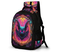 WECECE Mochila Secundaria Murciélago Motivo Chico 13-16 Años Bolsa Escolar Gótico Tema Chica ESO 1º-4º Mochila Juvenil, Daypack Impermeable Duradera para Uso Diario y Deporte Escuela y Ocio